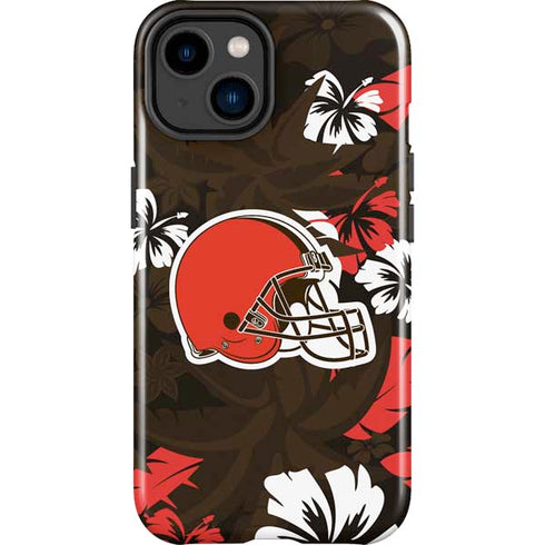 NFL Cleveland Browns Tropical Print iPhone 14 Plus Impact Case