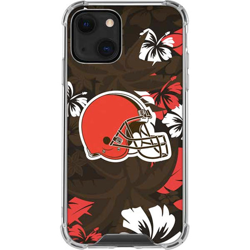 NFL Cleveland Browns Tropical Print iPhone 14 Plus Clear Case