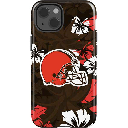 NFL Cleveland Browns Tropical Print iPhone 15 Impact Case