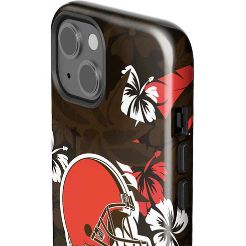 NFL Cleveland Browns Tropical Print iPhone 15 Impact Case