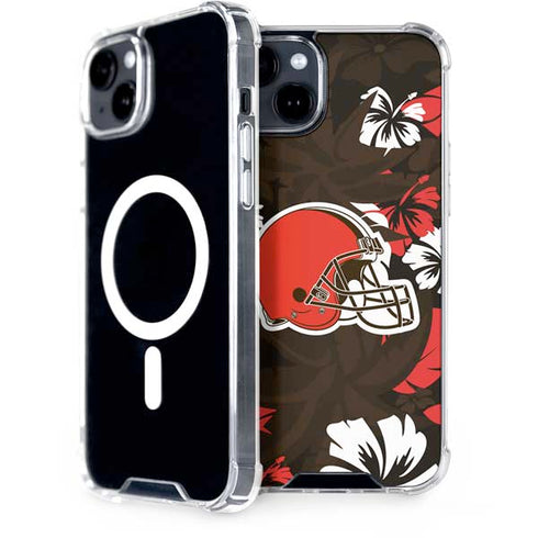 NFL Cleveland Browns Tropical Print iPhone 15 Plus MagSafe Case