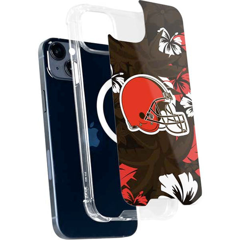 NFL Cleveland Browns Tropical Print iPhone 15 Plus MagSafe Case
