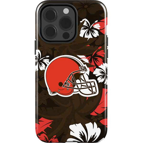 NFL Cleveland Browns Tropical Print iPhone 15 Pro Impact Case
