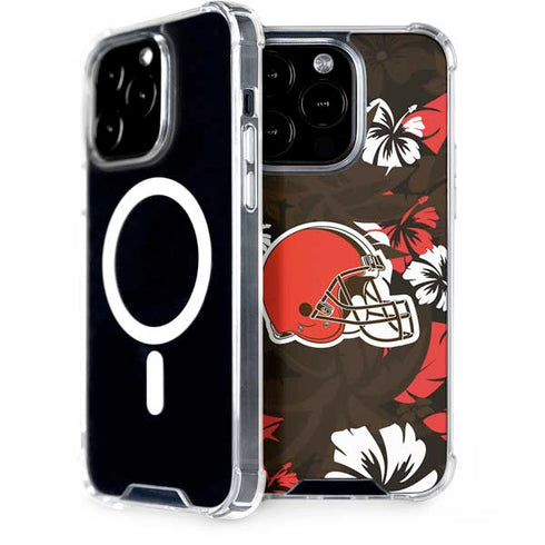 NFL Cleveland Browns Tropical Print iPhone 15 Pro MagSafe Case