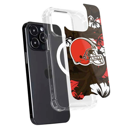 NFL Cleveland Browns Tropical Print iPhone 15 Pro MagSafe Case