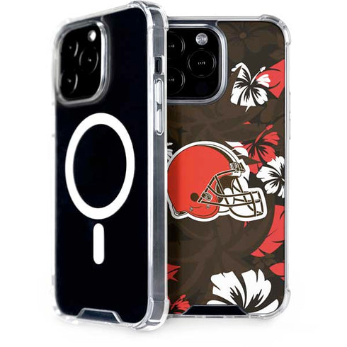 NFL Cleveland Browns Tropical Print iPhone 15 Pro Max MagSafe Case