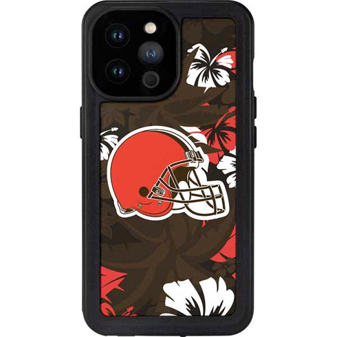NFL Cleveland Browns Tropical Print iPhone 14 Pro Max Waterproof Case