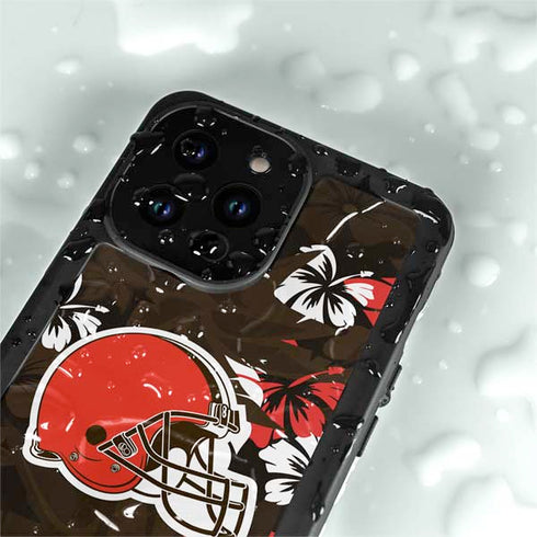 NFL Cleveland Browns Tropical Print iPhone 14 Pro Max Waterproof Case