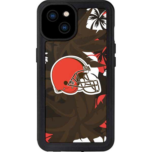 NFL Cleveland Browns Tropical Print iPhone 15 Plus Waterproof Case