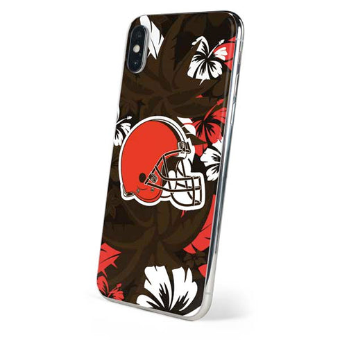 NFL Cleveland Browns Tropical Print iPhone XS Skin