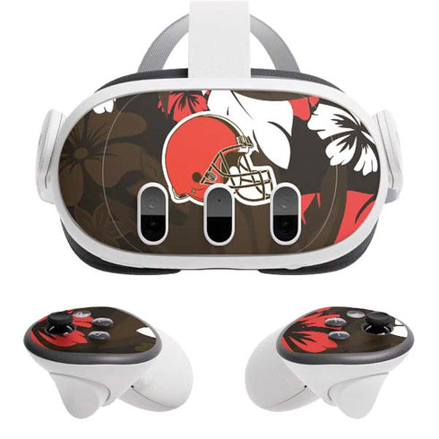 NFL Cleveland Browns Tropical Print Meta Quest 3 Skin