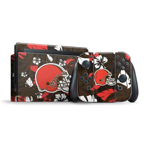 NFL Cleveland Browns Tropical Print Nintendo Switch Bundle Skin