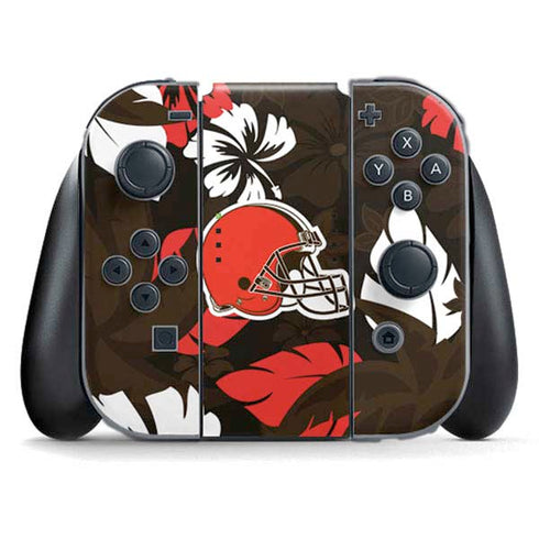 NFL Cleveland Browns Tropical Print Nintendo Switch (2017-2021) Joy-Con Controller Skin