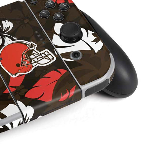 NFL Cleveland Browns Tropical Print Nintendo Switch OLED (2021) Skin