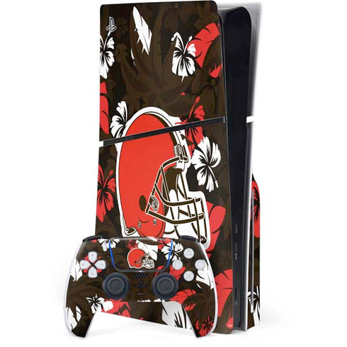 NFL Cleveland Browns Tropical Print PS5 Slim Disk Bundle Skin