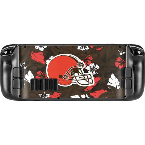 NFL Cleveland Browns Tropical Print Steam Deck Handheld Gaming Computer Skin
