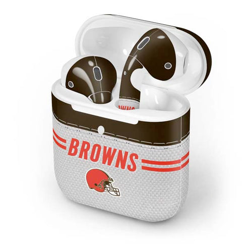 NFL Cleveland Browns White Striped Apple AirPods 2 Skin
