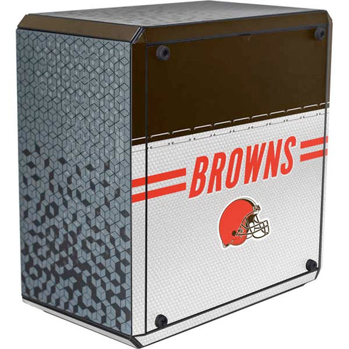 NFL Cleveland Browns White Striped Cooler Master MasterBox Q300L Mini Tower Skin