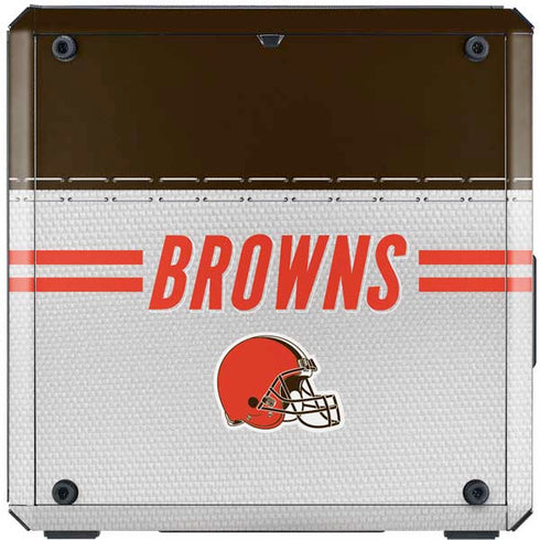 NFL Cleveland Browns White Striped Cooler Master MasterBox Q300L Mini Tower Skin