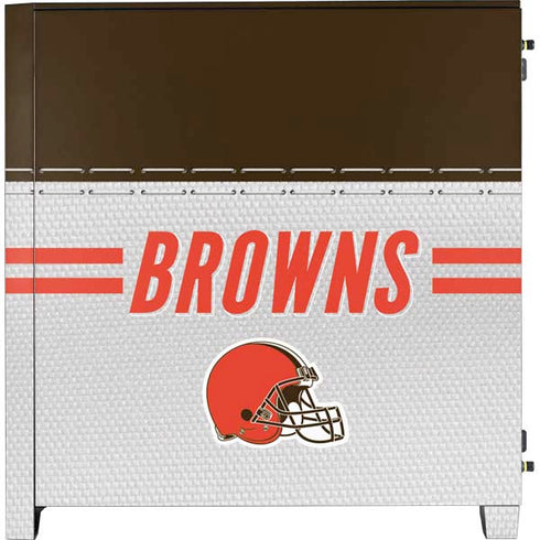 NFL Cleveland Browns White Striped Corsair 4000D Tempered Glass Mid-Tower ATX Case Skin