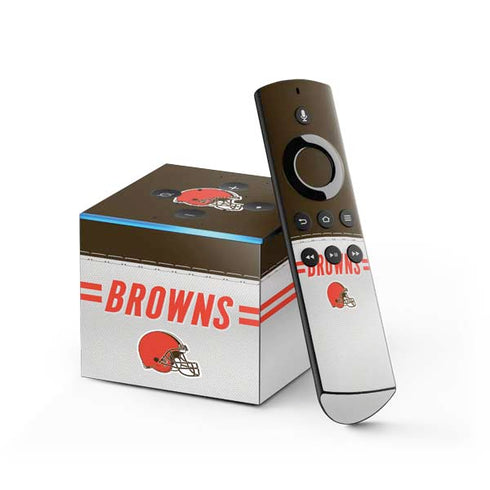 NFL Cleveland Browns White Striped Fire TV Cube Skin