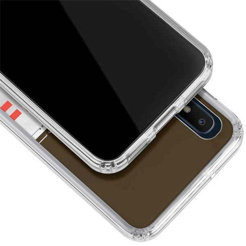 NFL Cleveland Browns White Striped Galaxy A10e Clear Case