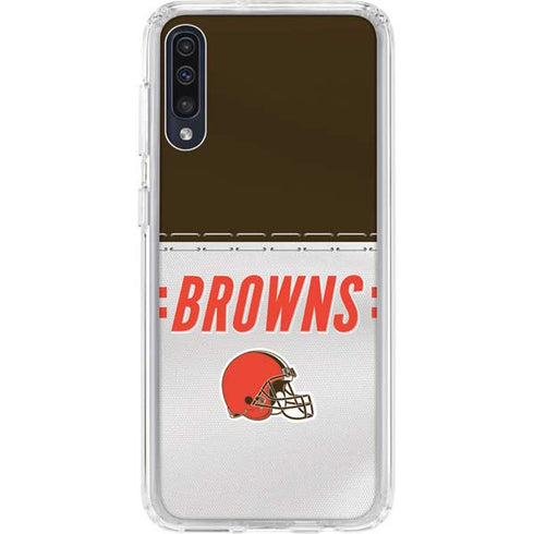 NFL Cleveland Browns White Striped Galaxy A50 Clear Case