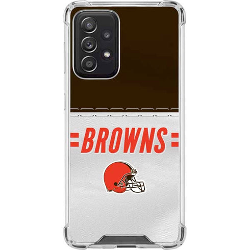 NFL Cleveland Browns White Striped Galaxy A52 5G Clear Case