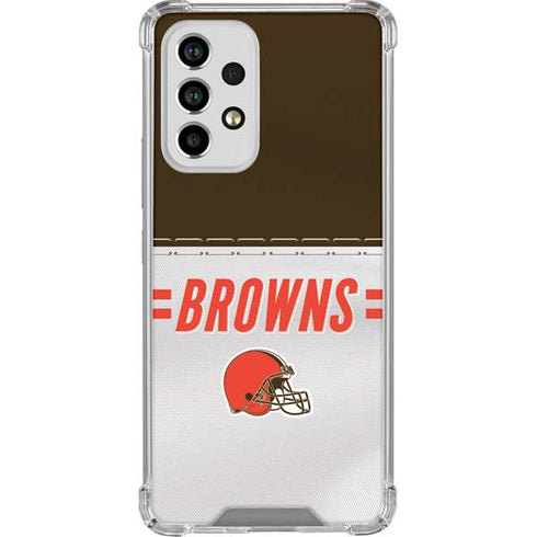 NFL Cleveland Browns White Striped Galaxy A53 5G Clear Case