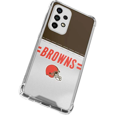 NFL Cleveland Browns White Striped Galaxy A53 5G Clear Case