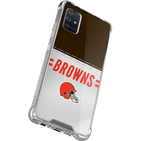 NFL Cleveland Browns White Striped Galaxy A71 5G Clear Case