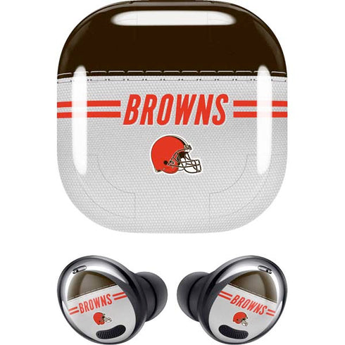 NFL Cleveland Browns White Striped Galaxy Buds Pro Skin