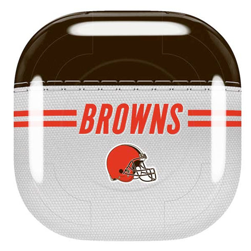 NFL Cleveland Browns White Striped Galaxy Buds Pro Skin