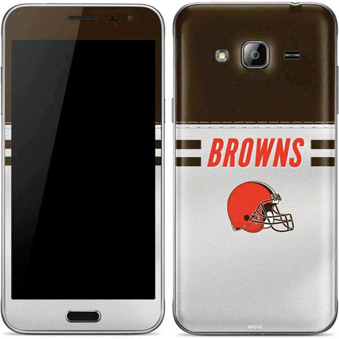 NFL Cleveland Browns White Striped Galaxy J3 Skin