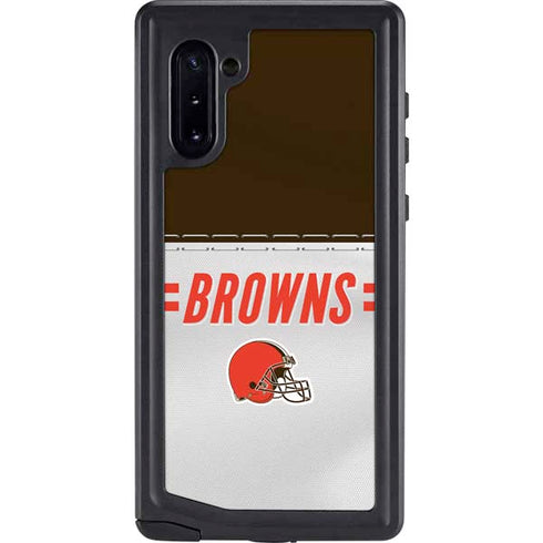 NFL Cleveland Browns White Striped Galaxy Note 10 Waterproof Case