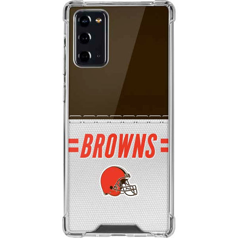 NFL Cleveland Browns White Striped Galaxy Note20 5G Clear Case
