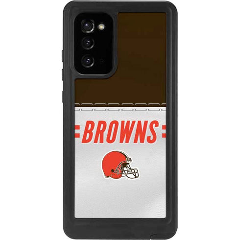 NFL Cleveland Browns White Striped Galaxy Note20 5G Waterproof Case