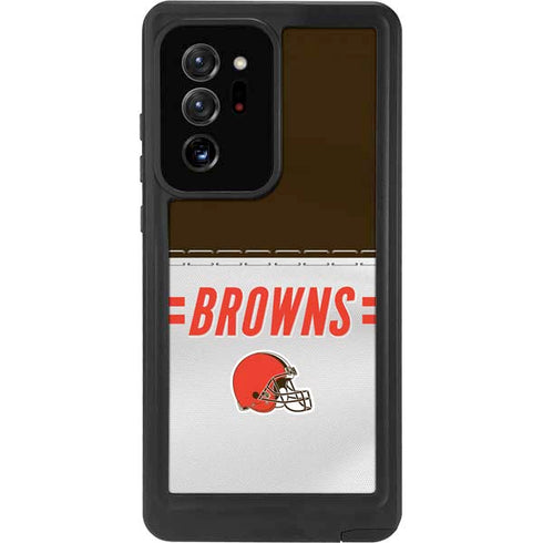 NFL Cleveland Browns White Striped Galaxy Note20 Ultra 5G Waterproof Case