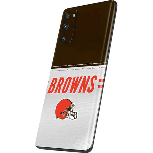 NFL Cleveland Browns White Striped Galaxy S20 Fan Edition Skin