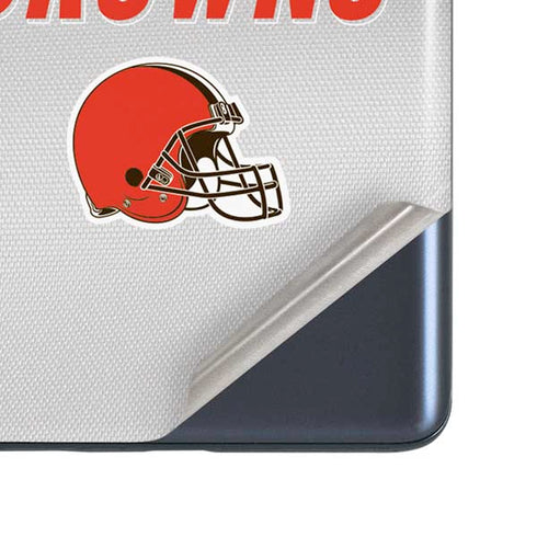 NFL Cleveland Browns White Striped Galaxy S20 Fan Edition Skin