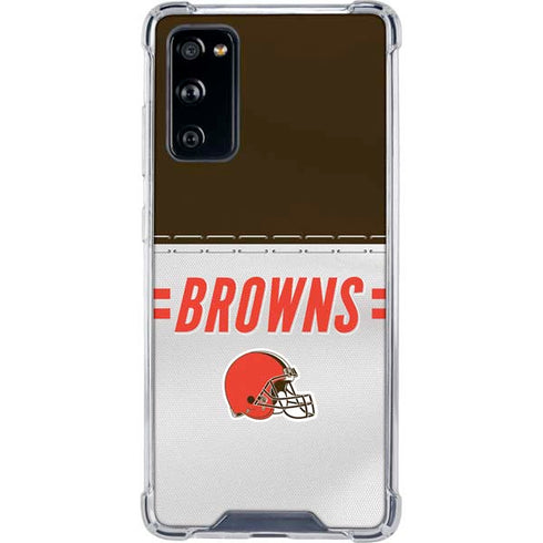 NFL Cleveland Browns White Striped Galaxy S20 FE Clear Case