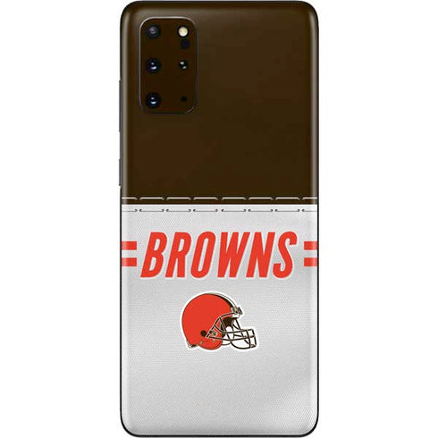 NFL Cleveland Browns White Striped Galaxy S20 Plus Skin