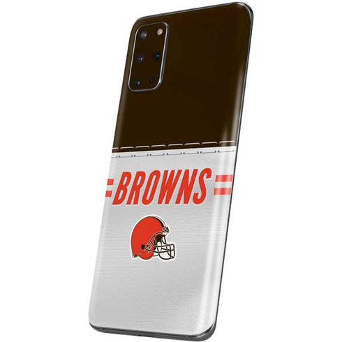 NFL Cleveland Browns White Striped Galaxy S20 Plus Skin