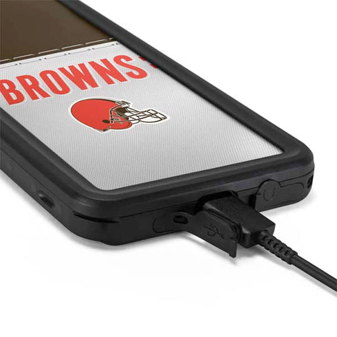 NFL Cleveland Browns White Striped Galaxy S20 Plus Waterproof Case
