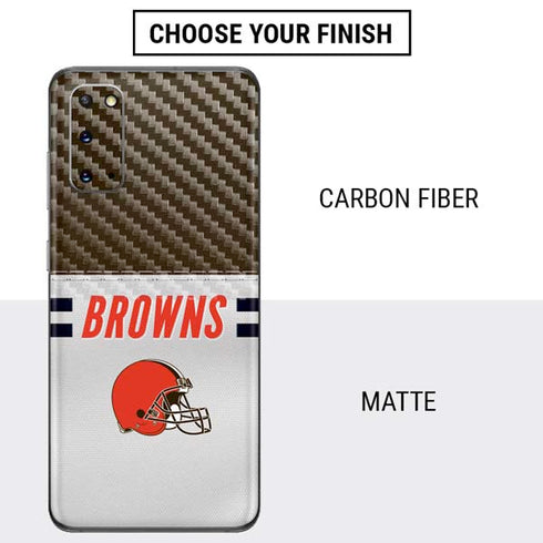 NFL Cleveland Browns White Striped Galaxy S20 Skin