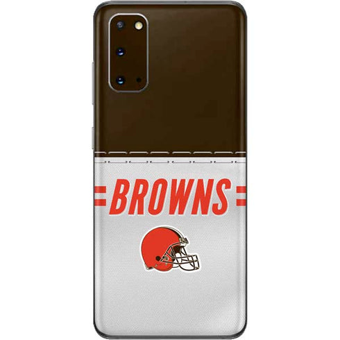 NFL Cleveland Browns White Striped Galaxy S20 Skin