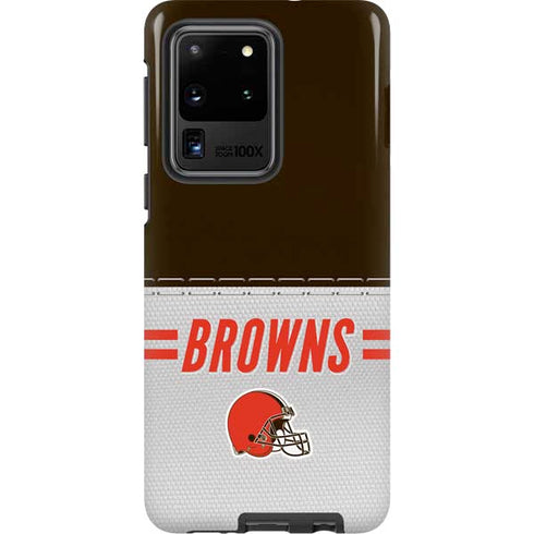 NFL Cleveland Browns White Striped Galaxy S20 Ultra 5G Pro Case