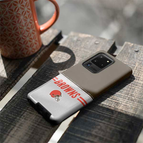 NFL Cleveland Browns White Striped Galaxy S20 Ultra 5G Pro Case