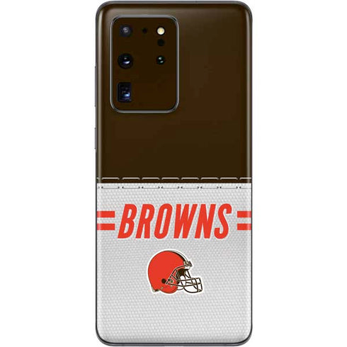 NFL Cleveland Browns White Striped Galaxy S20 Ultra 5G Skin
