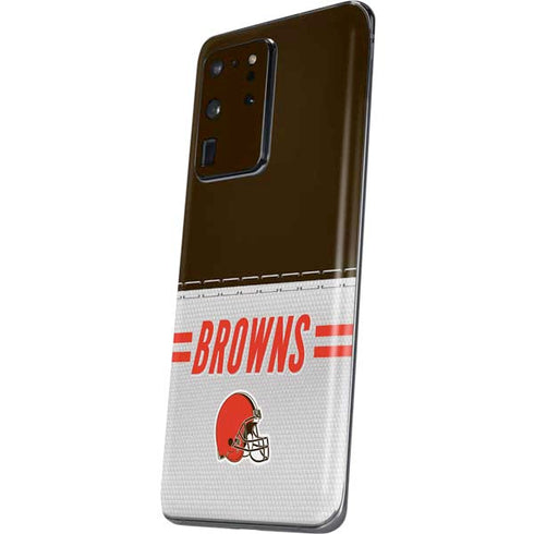NFL Cleveland Browns White Striped Galaxy S20 Ultra 5G Skin
